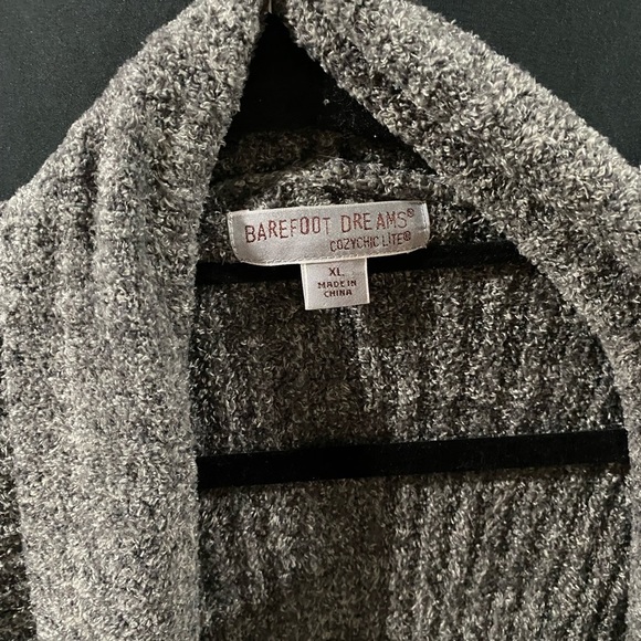 Barefoot Dreams Gray Montecito Ribbed Draped Cardigan Cozy Chic - Picture 5 of 5